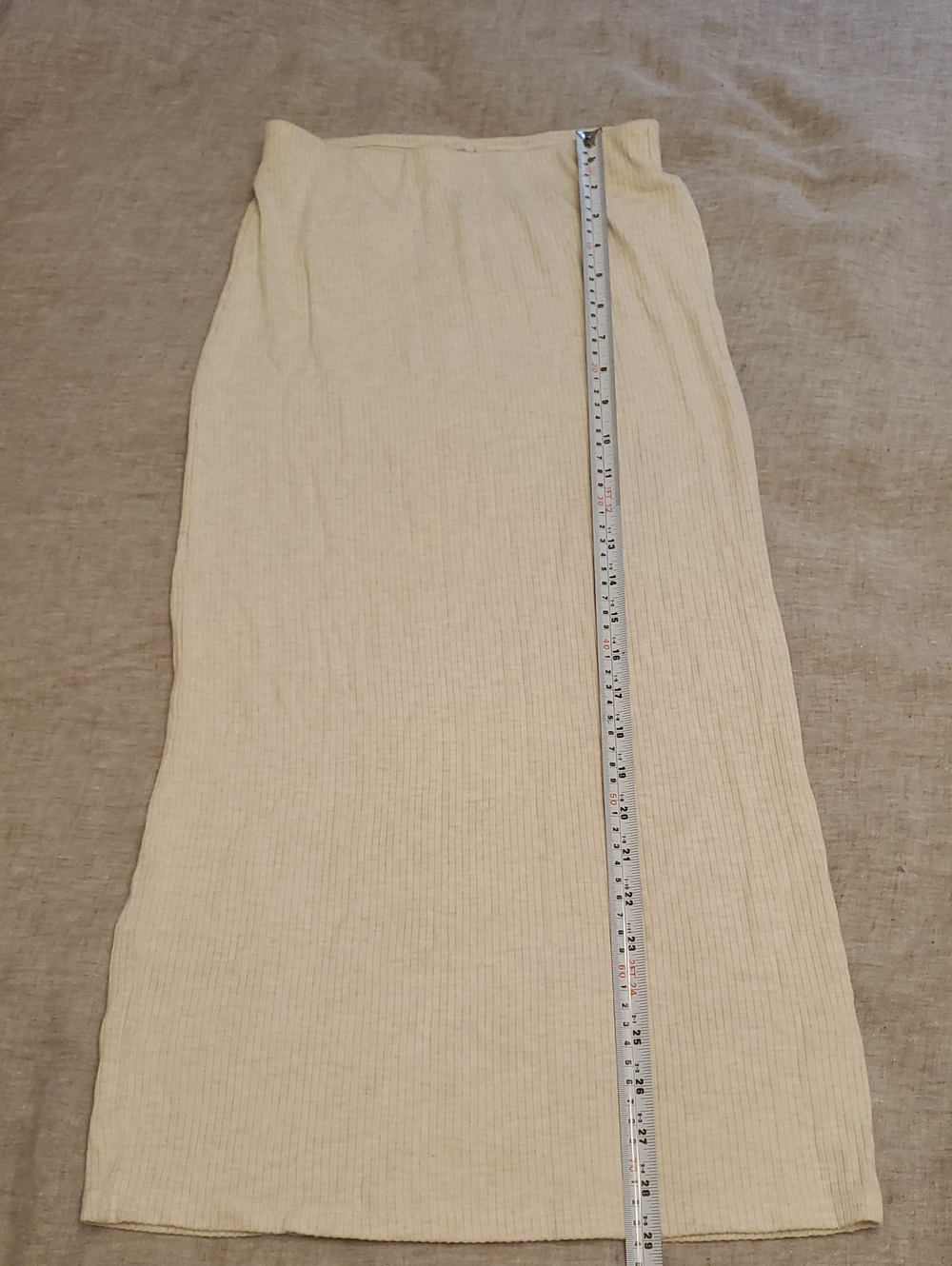 Wilfred Cream Ribbed Pencil Midi Skirt XXS